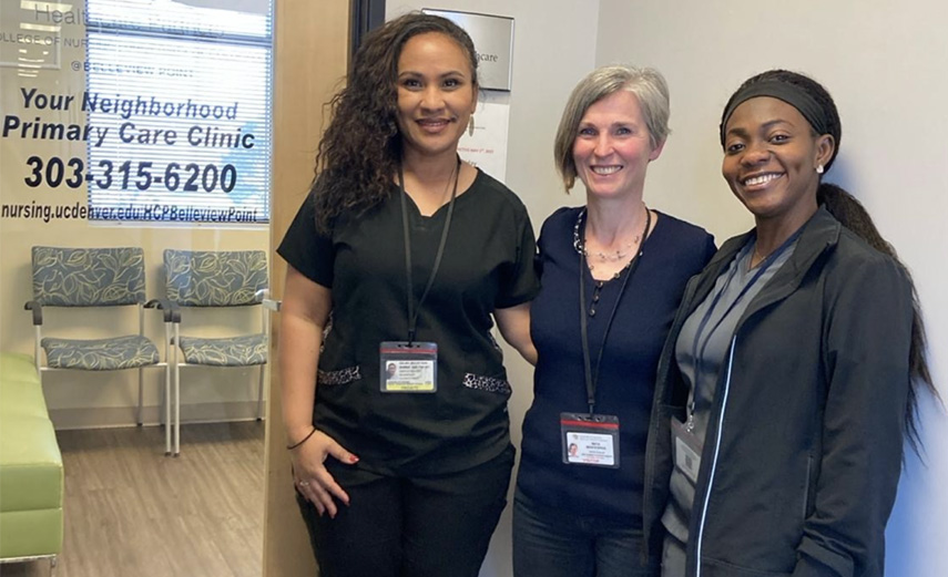 Salwa with work colleagues at her clinic